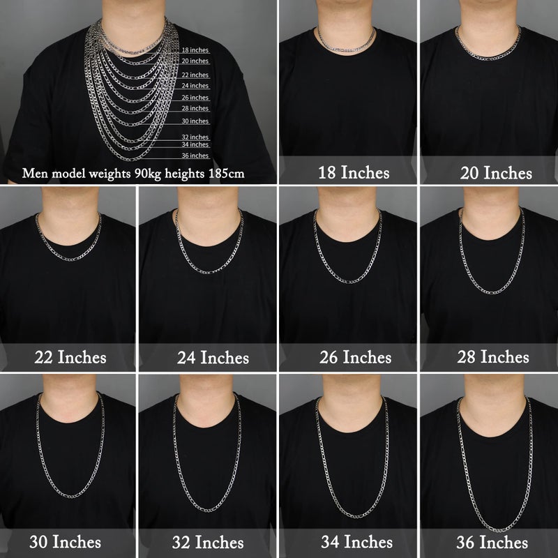 Monily Chain Necklace for Men 5MM 24 Inches Stainless Steel Figaro Link Chain for Women Mens - Image 4